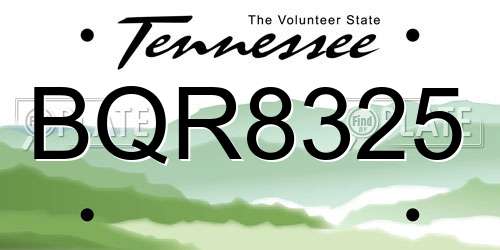 BQR8325 Tennessee License Plate