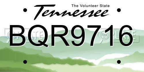 BQR9716 Tennessee License Plate