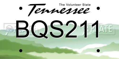 BQS211 Tennessee License Plate