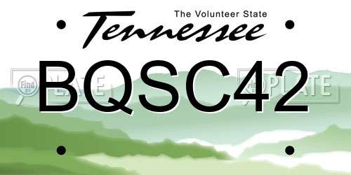 BQSC42 Tennessee License Plate