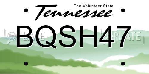 BQSH47 Tennessee License Plate