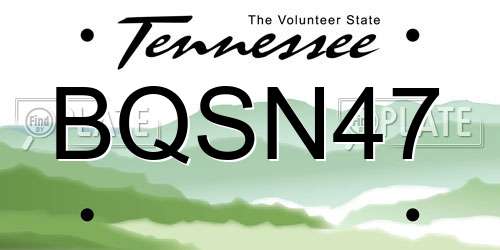 BQSN47 Tennessee License Plate