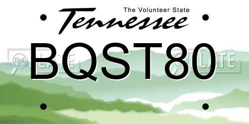 BQST80 Tennessee License Plate