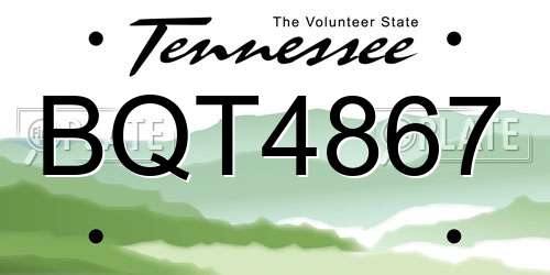 BQT4867 Tennessee License Plate