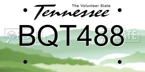 BQT488 Tennessee License Plate