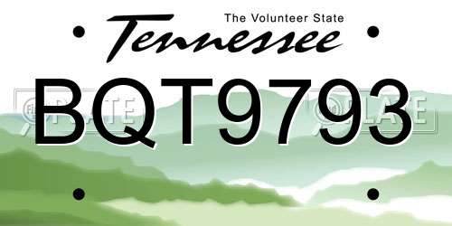 BQT9793 Tennessee License Plate