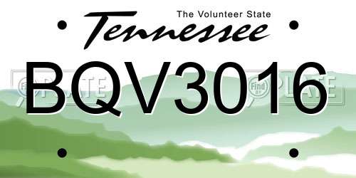 BQV3016 Tennessee License Plate