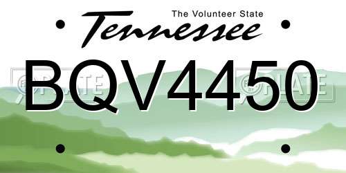 BQV4450 Tennessee License Plate