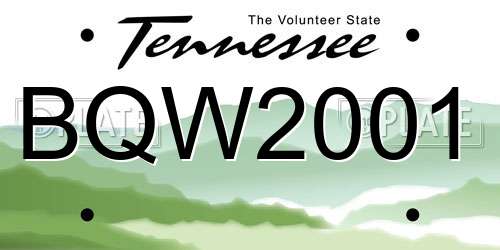 BQW2001 Tennessee License Plate