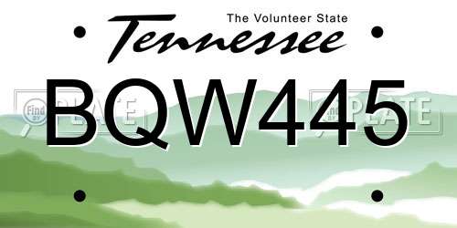 BQW445 Tennessee License Plate