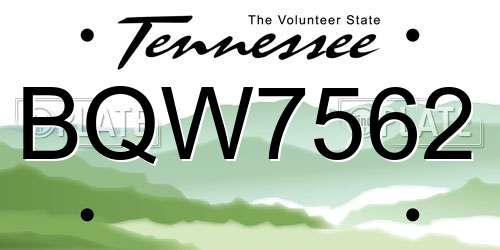 BQW7562 Tennessee License Plate