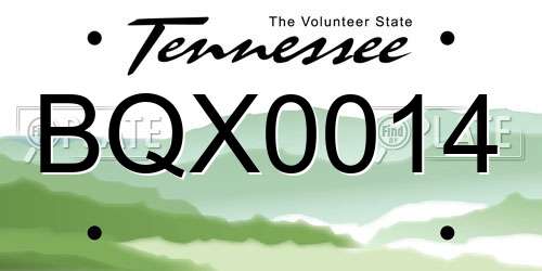 BQX0014 Tennessee License Plate