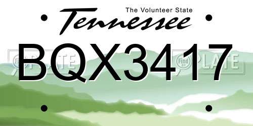 BQX3417 Tennessee License Plate