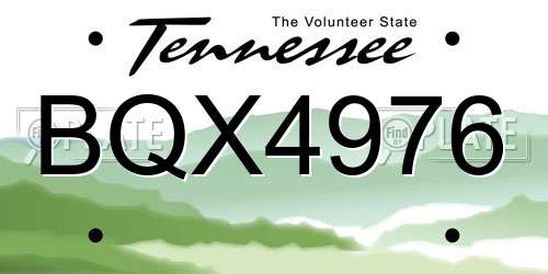 BQX4976 Tennessee License Plate