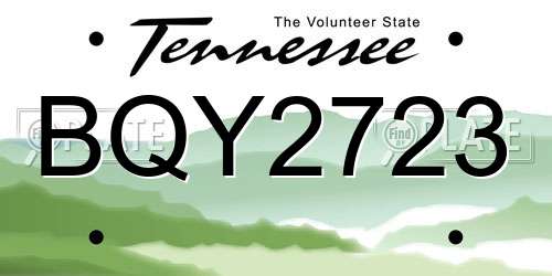 BQY2723 Tennessee License Plate
