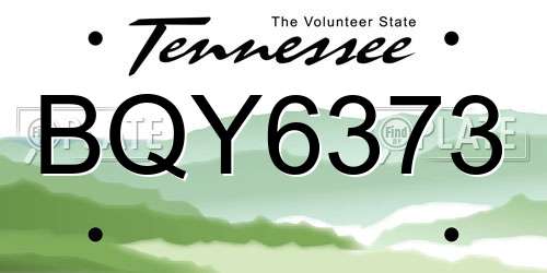 BQY6373 Tennessee License Plate
