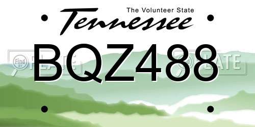 BQZ488 Tennessee License Plate