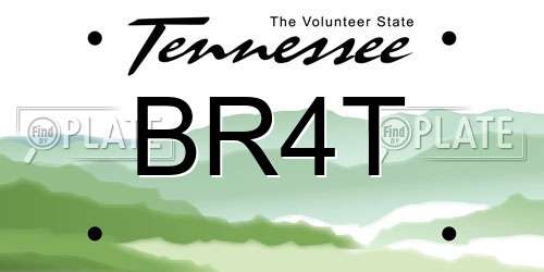 BR4T Tennessee License Plate