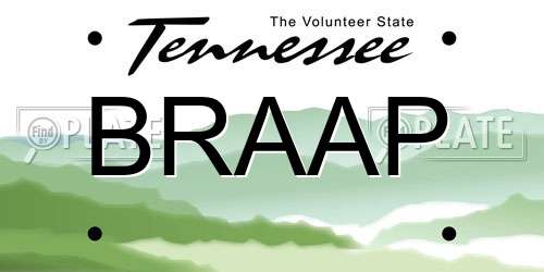 BRAAP Tennessee License Plate
