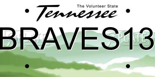 BRAVES13 Tennessee License Plate
