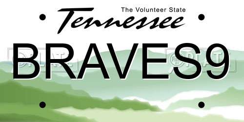 BRAVES9 Tennessee License Plate