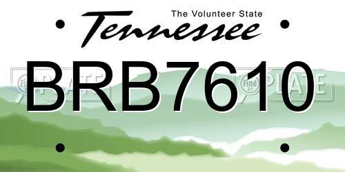 BRB7610 Tennessee License Plate