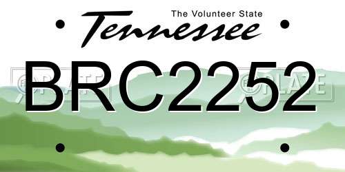 BRC2252 Tennessee License Plate