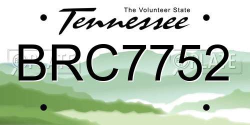 BRC7752 Tennessee License Plate