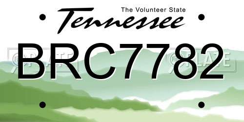 BRC7782 Tennessee License Plate