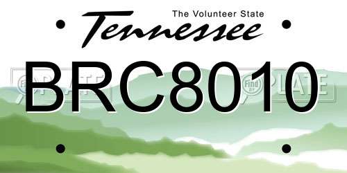 BRC8010 Tennessee License Plate