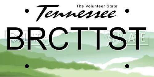 BRCTTST Tennessee License Plate
