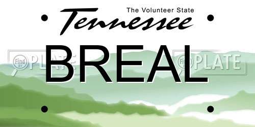 BREAL Tennessee License Plate