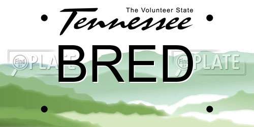 BRED Tennessee License Plate