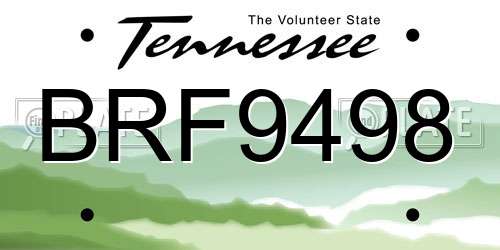 BRF9498 Tennessee License Plate