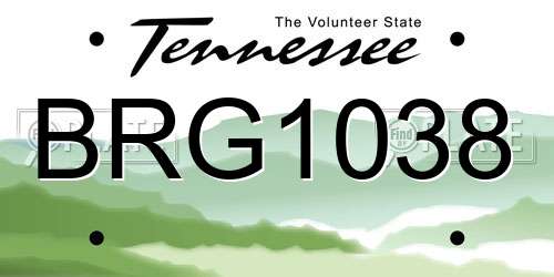 BRG1038 Tennessee License Plate