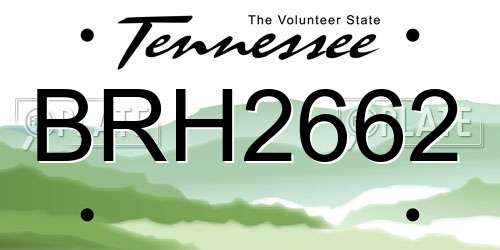 BRH2662 Tennessee License Plate