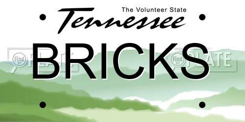 BRICKS Tennessee License Plate