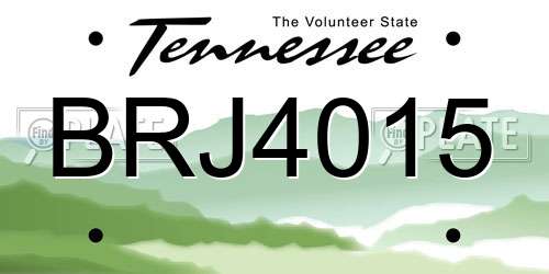 BRJ4015 Tennessee License Plate
