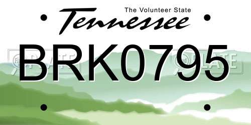 BRK0795 Tennessee License Plate