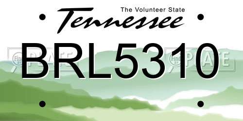 BRL5310 Tennessee License Plate