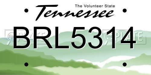 BRL5314 Tennessee License Plate
