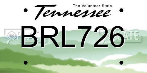 BRL726 Tennessee License Plate