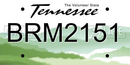 BRM2151 Tennessee License Plate