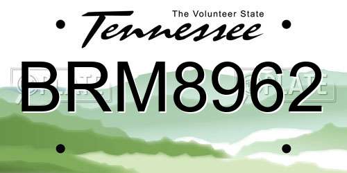 BRM8962 Tennessee License Plate