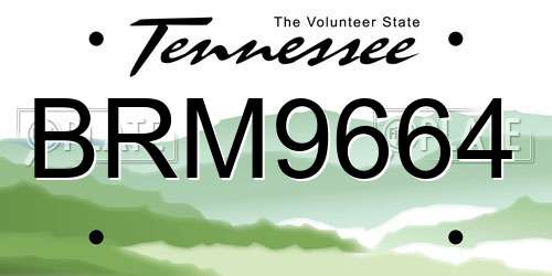 BRM9664 Tennessee License Plate