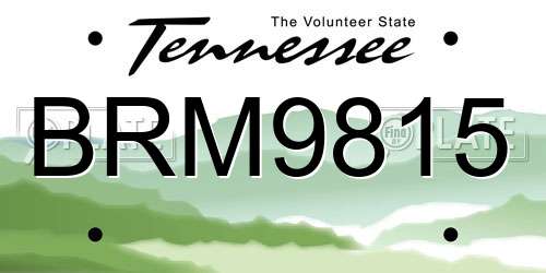 BRM9815 Tennessee License Plate