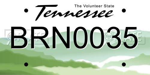 BRN0035 Tennessee License Plate