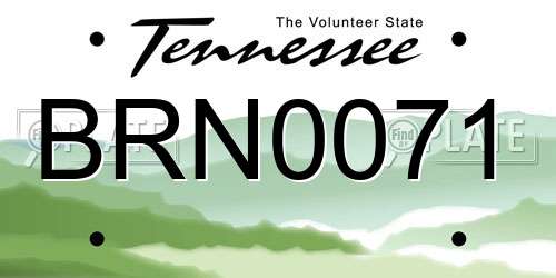 BRN0071 Tennessee License Plate