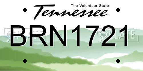 BRN1721 Tennessee License Plate