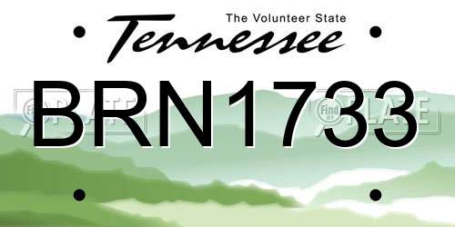 BRN1733 Tennessee License Plate